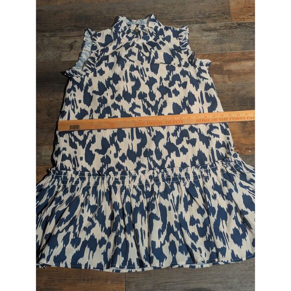 Pinch Women's Abstract Print Ruffle Trim Mock Neck Mini Dress - Size S - Picture 5 of 6